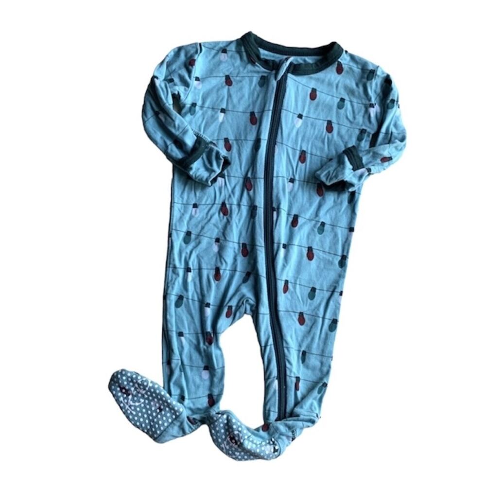 KicKee Pants Glacier Holiday Christmas Lights Zipper Footie